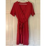 L.L. Beanāorange jersey short sleeve wrap dress tie waist M Orange Size M Photo 1