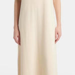 Silk Sz S Maxi Tank Silk Dress Sleeveless Scoop Neck Long Dress Beige Photo 0