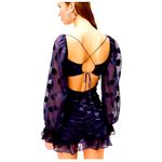 For Love & Lemons NWOT  Lula Mini Dress Midnight medium sheer sleeves polka dot Photo 6