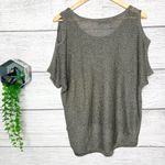 Jennifer Lopez Metallic Gray Taupe Cold Shoulder Knit Blouse Top Size Petite XL Photo 5