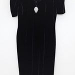 VTG Sheena Dress Size M Black Velvet Rhinestone Puff Sleeve Whimsigoth 90s Glam Size M Photo 0