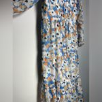 Joie  Floral Field Blue Maxi Tiered V Neck Dress Orange Long Sleeve Cottagecore Photo 8