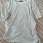 ZARA  Cream Ribbed Short Sleeve Tee Photo 0