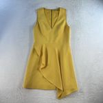 Alice + Olivia  Sz 2 Callie Mini Dress Asymmetrical Drape V-Neck Sleeveless Gold Photo 3