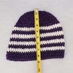 Purple Chevron Multi Color Crochet Cable Knit Y2K Vintage Cottage Beanie Cap Hat Photo 6