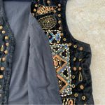 Vintage 90s Effeci Black Velvet Beaded Sequin Open Front Vest. Size undefined Photo 4