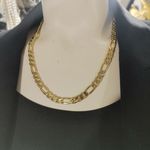 Mens 18K Gold Plated Figaro Chain Necklace 20 Inches Lobster Clasp Quarter Inch Photo 8