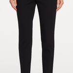 Vince Women's Satin Binding Easy Trousers Tapered Slim Leg Crepe Black Size 2 Photo 0