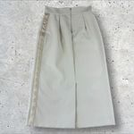 Max Mara ‎ SFILATA RUNWAY Pencil Midi Skirt Khaki Beige Spell Out Logo Sz XS Photo 3