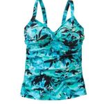 LL Bean Tankini Swimsuit Top Women's 8 Reg Blue Wide Straps Shelf Bra Blue Photo 0