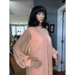 American Vintage Vintage 1960s Elgin Peach Chiffon Dress & Sheer Overlay Set medium Photo 8