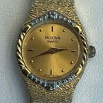 Bulova Ladies Watch Vintage Genuine Diamonds Gold Electro Bracelet Gold Dial Photo 2