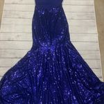 Blue Sequin Prom Dress Photo 2