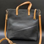 ABLE Abera Commuter Small Tote Matte Black/Cognac Leather Crossbody Tote Bag Black Photo 0