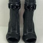 Karl Lagerfeld Women's US 7.5Blayze Black Mesh Ankle Pumps Peep Toes Shoes Photo 0