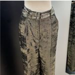 BCBGMAXAZRIA  Wide‎ Leg Metallic Foil Belted Pants Size Medium Photo 4