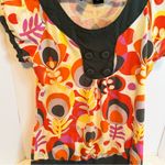 Weavers Orange Cap Sleeve Fitted Graphic Blouse Size L Photo 1
