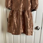 Topshop Metallic Puff Sleeve Mini Wrap Dress In Copper Size 8 Photo 10