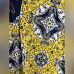 Mlle Gabrielle Mille Gabrielle Women’s Boho Midi Dress Lace-Up V-Neck Yellow Navy Plus Size 2X Photo 2