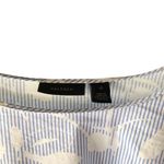 Halogen Nordstrom blue white pin strip floral puff sleeve blouse coastal Grandma Photo 6