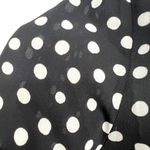 W5 Polka Dot Button-Up Twist Hem Blouse Short Sleeve Black White Size Medium NWT Photo 3