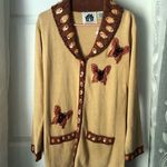 New Storybook Knits Women Sweater sz S button up Butterfly Embellished Cardigan Photo 3