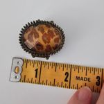 Vintage Leopard Oval Bronze stretchy ring Acrylic Ring Yellow Photo 2