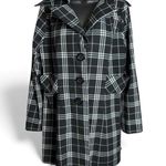 Lane Bryant Black and White Plaid Trench Coat Photo 0