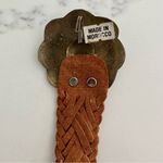 Anthropologie Vintage Moroccan Braided Leather Engraved Brass Buckle Belt in Camel Size Medium Photo 1