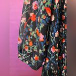 ZARA Large Black Floral Pleated 3/4th Sleeve Babydoll Mini Dress by Photo 6