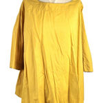 Otto d'ame Women's Mustard Yellow Top With Quarter Sleeves and Trim Details Size 8 Photo 0