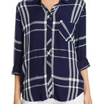 Rails Hunter Plaid Button Down Shirt in Navy Blue White Medium Photo 0
