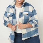 Old Navy Shacket Blue and White Photo 0