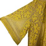 Umgee  Kimono Cardigan Womens S Mustard Yellow Floral Embroidered Cottagecore Photo 1