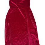 Pretty Little Thing PRETTY LITTLE‎ THING Red Velvet Strapless Tube Dress High Slit Mini Size 2 Photo 0