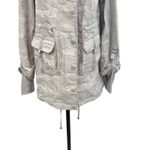 Blanc Noir Delilah Cinched Hooded Anorak Jacket Camo Print Gray Size Medium Photo 4