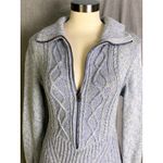 Free People Icy Blue Marled Cable Knit Sweater Dress Zip Collar Fitted L Photo 3