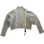 BLANK NYC Women's Taupe Cable Knit Turtleneck Sweater Size M Pom Details Photo 1