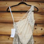 Mac Duggal  5687 SEQUINED ONE SHOULDER DRAPED LACE UP GOWN dress  Silver 8 Photo 10