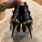 Marc Fisher Marc Fischer Aprille Black Leather Ankle Heeled Boots Size 8.5 Womens Gold Buckl Photo 5