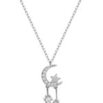 Silver Moon and Star Pendant Necklace Photo 1
