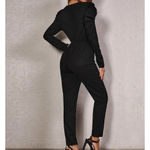 SheIn  Solid Zip Back Puff Sleeve Jumpsuit in Black, Size XL​​​​​​ Photo 1