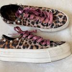 Converse All Stars Brown Animal Print Platform Sneakers Women 6 Pearls Pink Lace Photo 0