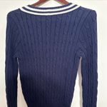 Ralph Lauren  Navy V-Neck Cable Knit Sweater Photo 4