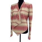 BCBGMAXAZRIA  Womens Striped Asymmetric Open‎ Abbey Blazer Jacket Red Multi Small Photo 2