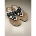 Artisan Clarks‎  5.5M White Beaded Flip Flop Sandals Turquoise Silver Accents Photo 1