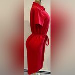 Rachel Parcell  Barbados Red Midi Short Sleeves Button Down. Tie In Front Sz M. Photo 5