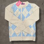 Edikted Blue and Cream Maybelle Argyle Button Up Cardigan NWT Photo 2