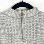 Chico's CHICO’S Gray Silver Metallic Monochrome Plaid Mock Neck Back Zip Sweater Large Photo 5