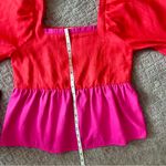 CROSBY by Mollie Burch NWOT Crop Top in Pink/Scarlett Balloon Sleeves, Size S Photo 11